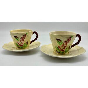 Vintage Carlton Ware Australian Design W/Foxglove Set of 2 Teacups and 2 Saucers